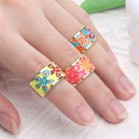 Enamel Color Flower Drip Opening Ring Fashion Ring Cross-border Jewelry Wholesale main image 1
