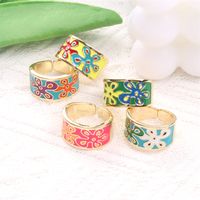 Enamel Color Flower Drip Opening Ring Fashion Ring Cross-border Jewelry Wholesale main image 6