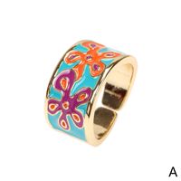 Enamel Color Flower Drip Opening Ring Fashion Ring Cross-border Jewelry Wholesale main image 5