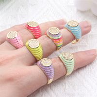 Cute Candy Color Zircon New Trendy Fashion Personality Copper Drip Oil Ring Wholesale main image 1