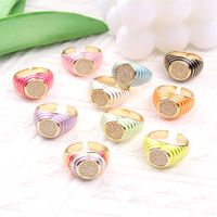 Cute Candy Color Zircon New Trendy Fashion Personality Copper Drip Oil Ring Wholesale main image 6