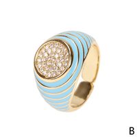 Cute Candy Color Zircon New Trendy Fashion Personality Copper Drip Oil Ring Wholesale main image 4