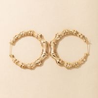 Simple Fashion Ol Style Jewelry Alloy Bamboo Earrings Golden Geometric Plain Hoop Earrings sku image 1