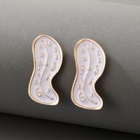 Fashion Simple Jewelry White Peanut Oil Drop Earrings Geometric Irregular Earrings sku image 1