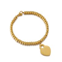 Fashion Heart Titanium Steel 18K Gold Plated No Inlaid Bracelets In Bulk sku image 2