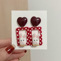 Sterling Silver Needle Japanese And Korean Ins Style Love Square Rabbit Cute Fun Creative Street Shooting Resin Earrings H4160 sku image 2