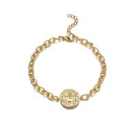Personality All-match Stitching Round Shaped Pattern Bracelet Female French Ins Retro Style 14k Gold Stainless Steel Hand Jewelry sku image 1