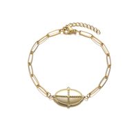 European And American New 14k Gold Oval Cross Long O-shaped Chain Stainless Steel Bracelet sku image 1