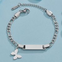 Korean Stainless Steel Curved Brand Bracelet Creativeheart Butterfly Pendent Hand Jewelry sku image 1