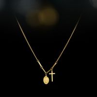 Retro Simple Wind Butterfly Cross Necklace Korean Personality Titanium Steel Pendant Clavicle Chain Jewelry sku image 3