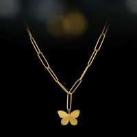 Retro Simple Wind Butterfly Cross Necklace Korean Personality Titanium Steel Pendant Clavicle Chain Jewelry sku image 1