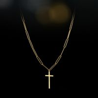 Retro Simple Wind Butterfly Cross Necklace Korean Personality Titanium Steel Pendant Clavicle Chain Jewelry sku image 2