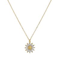 Japanese And Korean New Fresh Sunflower Necklace Women's Niche Design Stainless Steel Diamond Little Daisy Clavicle Chain Fashion sku image 1