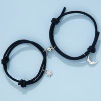 Foreign Ornament Simple Star Moon Couple Girlfriends Handmade Rope Adjustable Magnet Magnetic Bracelet sku image 1