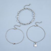 European And American Fashion Heart Lock Handle Trend Chain Retro Anklet Foot Ornament Three-piece Set sku image 1