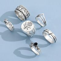 European And American Jewelry Retro Sunflower Love Carved Diamond-studded Joint Ring Six-piece Set sku image 1