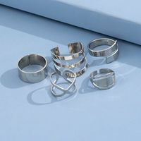 مجوهرات أوروبية وأمريكية عابرة للحدود ، مجوفة هندسية ، خاتم مفصل قابل للتعديل ، مجموعة بسيطة من خمس قطع sku image 1