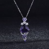 Queen Truncheon Necklace New Light Luxury Queen Style Millennium Cutting Amethyst Pendant Colored Gems Ornament Delivery sku image 1