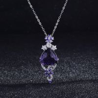 Queen Truncheon Necklace New Light Luxury Queen Style Millennium Cutting Amethyst Pendant Colored Gems Ornament Delivery sku image 2