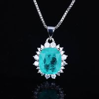 New Lake Water Green Simulation Tourmaline Paraiba Pendant Simple Light Luxurystone Necklace sku image 1