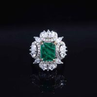 Fashion Simulation Emerald Square Pendant Open Ring Earrings Wholesale sku image 2