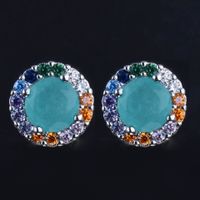 Fashion Colorful Zircon Earrings Copper Earrings Wholesale sku image 1