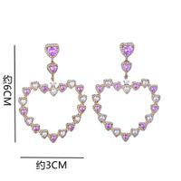 Fashion Creative Design Color Zircon Earrings Heart-shaped Copper Earrings sku image 1