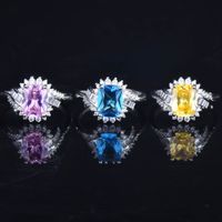 European And American Light Luxury Pink Diamond Yellow Diamond Sapphire Open Ring sku image 1