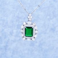 New Luxury Square Diamond Micro-encrusted Emerald Cut Bracelet Earrings Pendant sku image 1