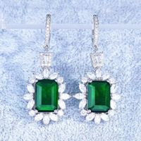 New Luxury Square Diamond Micro-encrusted Emerald Cut Bracelet Earrings Pendant sku image 4