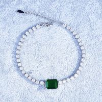 New Luxury Square Diamond Micro-encrusted Emerald Cut Bracelet Earrings Pendant sku image 2