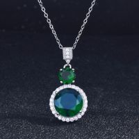 Cross-border Supply Jewelry Set Super Shiny Diamond Zircon Quality Princess Pendant Large Carat Emerald Colored Gems Necklace sku image 1