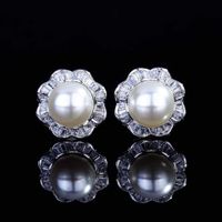 Original Imitation Natural Freshwater White Pearl Set Eardrops Stud Earrings Open Ring Fashion Simple Elegant Temperament Style sku image 3