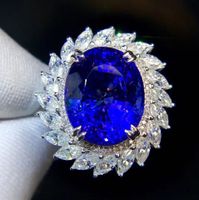 Royal Blue Tanzanite Open Ring Plated White Gold Micro-inlaid Luxury Jewellery sku image 1