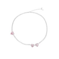 Light Luxury Heavy Industry High-end Clavicle Chain Female Summer Sweet Pink Love Pull Choker Necklace Full Zircon Necklace sku image 1