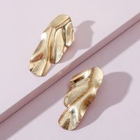 Fashion Jewelry Exaggerated Folding Leaf Shape Metal Big Stud Earrings Wholesale sku image 1