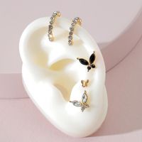 European And American Fashion Jewelry Unilateral Asymmetric Butterfly Earrings Ear Clip Earrings Set sku image 1