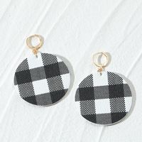 Qingdao Davey European And American Fashion Jewelry Black And White Checkerboard Pu Leather High Profile Large Earrings Women's Earrings sku image 1