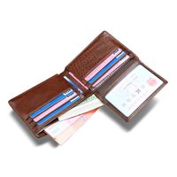 Rfid Men's Short Wallet Ultra-thin Student Wallet Genuine Leather Youth Men's Bag Horizontal Coin Purse sku image 1