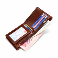 Rfid Men's Short Wallet Ultra-thin Student Wallet Genuine Leather Youth Men's Bag Horizontal Coin Purse sku image 2