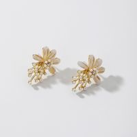 Pearl Crystal Rhinestone Flower Earrings Ins Fashion Earrings sku image 1