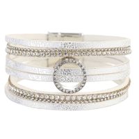 Bohemian Hollow Circle Rhinestone Light Luxury Multilayer Leather Magnetic Buckle Bracelet sku image 3