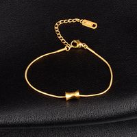 Wholesale Korean Geometric Single Folded Round Snake Bracelet Titanium Steel Plated 18k Gold Bracelet sku image 1