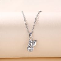 Cute Little Animal Short Diamond Pendant Jewelry Titanium Steel Squirrel Necklace sku image 1