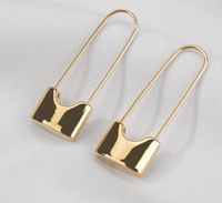 Minimalist Style Lock-shaped Long Earrings Titanium Steel 18k Gold Brooch sku image 1