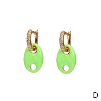 Pig Nose Oil Dripping Copper Earrings New Trendy Retro Personality Micro Diamond Earrings sku image 4