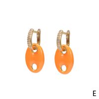 Pig Nose Oil Dripping Copper Earrings New Trendy Retro Personality Micro Diamond Earrings sku image 5