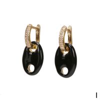 Pig Nose Oil Dripping Copper Earrings New Trendy Retro Personality Micro Diamond Earrings sku image 9