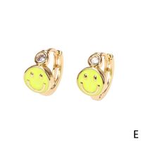 Cross-border Wholesale Colorful Oil Necklace Smiley Earrings Autumn Design Sense Zircon Earrings New Trendy Ins Style sku image 5