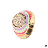Cute Candy Color Zircon New Trendy Fashion Personality Copper Drip Oil Ring Wholesale sku image 1